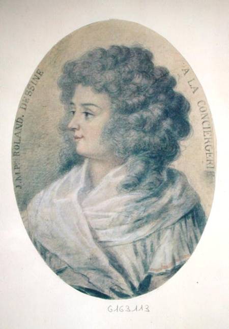 Portrait of Jeanne-Marie Roland de la Platiere (nee Philippon) (1754-93) at the Conciergerie from French School