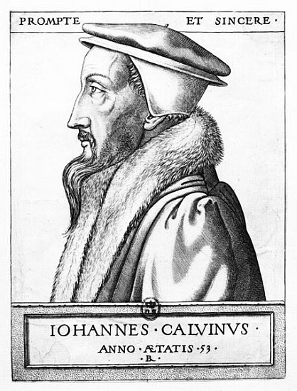Portrait of John Calvin (1509-64) aged 53 from French School