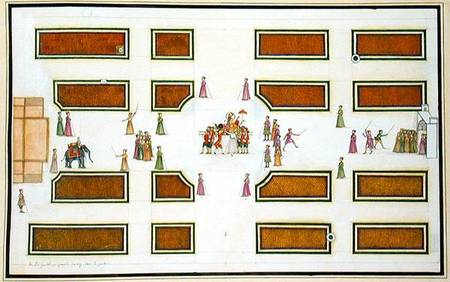 Presentation of Gentil by Nawab Shuja ud-Daula to Emperor Shah Alam in Angur Bagh from 'The Gentil A from French School