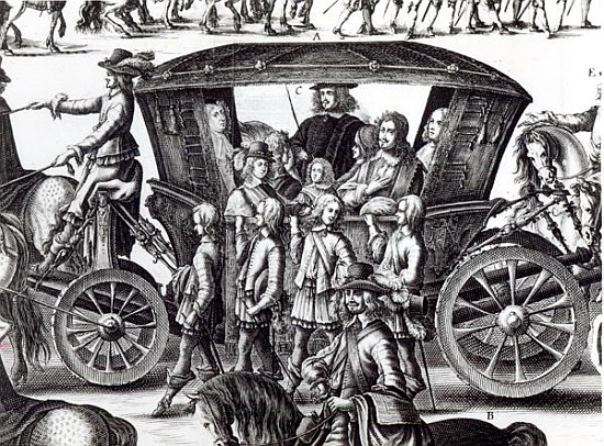 Procession of the entry of the young king Louis XIVth as a child in the city of Paris on the 18th Au from French School