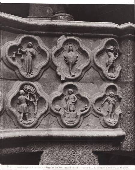 Quatrefoils with the Signs of the Zodiac and the Labours of the Year, from the Cathedral of Notre-Da from French School