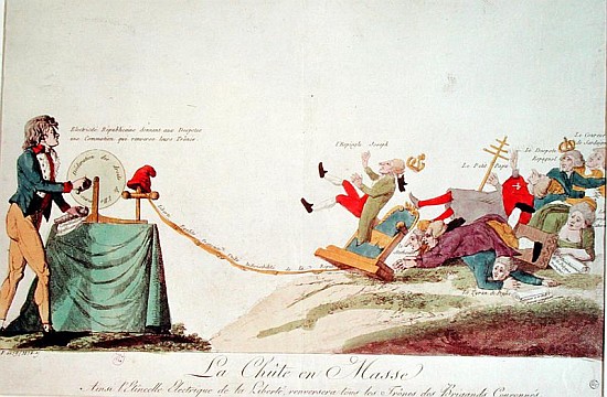 Revolutionary cartoon depicting ''The Electrical Spark of Liberty that will Topple the Thrones of al from French School