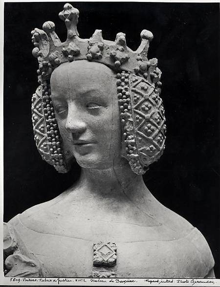 Copy of a statue of Isabella of Bavaria (1371-1435) detail of her head from French School