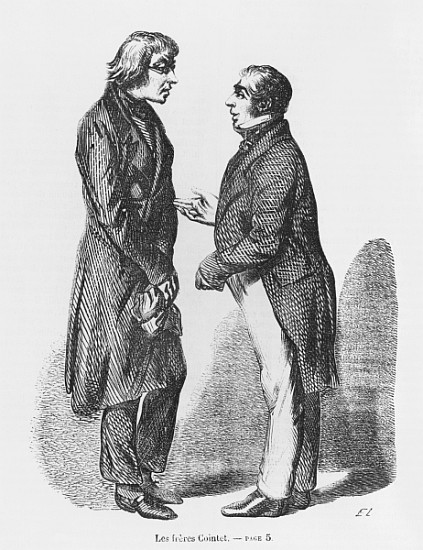 The Cointet brothers, illustration from ''Les Illusions perdues'' Honore de Balzac from French School