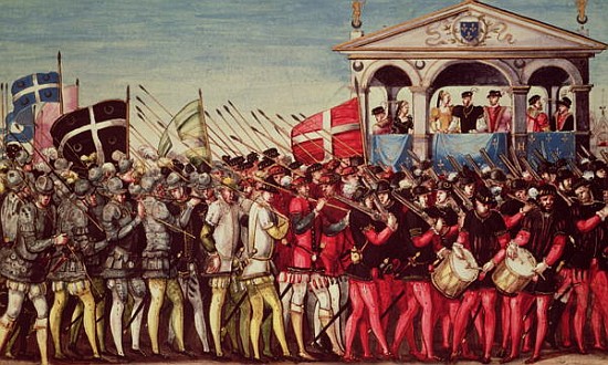 The Cortege of Drummers and Soldiers at the Royal Entry Festival of Henri II (1519-59) into Rouen, 1 from French School