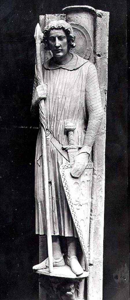 St. Theodore dressed as a Knight, relief carving from French School