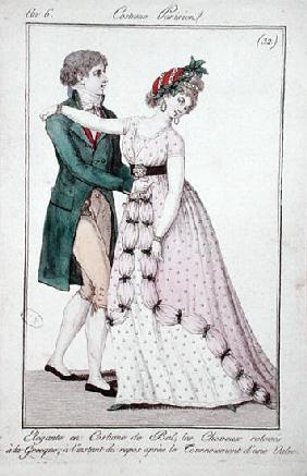 Elegant Couple Dancing the Waltz, from ''Costume Parisien''