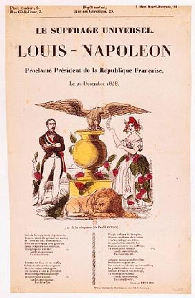 Illustrated lyric sheet for ''Le Suffrage Universel, Louis-Napoleon proclame president de la Republi
