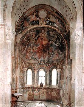 Interior view of the apse with a fresco depicting Christ giving the law to St. Peter in the presence