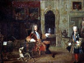 Louis XV (1710-74) and the Regent, Philippe II, Duke of Orleans (1674-1723) in the Study of the Gran
