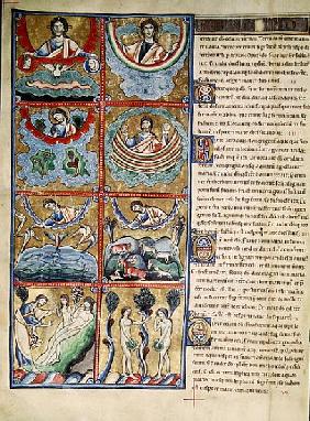Ms 1 f.4v The Creation of the World, from the Souvigny Bible