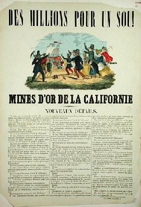Poster advertising the gold mines in California
