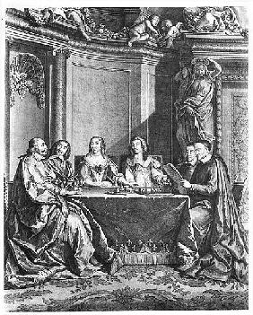 St. Vincent de Paul (1581-1660) and Cardinal Jules Mazarin (1602-61) at the Conseil de Conscience of