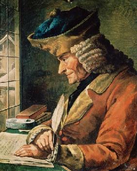 Voltaire (1694-1778) in his Study