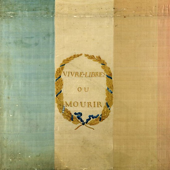 Tricolore with the motto ''Live Free or Die'', 1792 (painted fabric) from French School