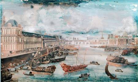 View of the Seine, the Grande Galerie of the Louvre and the College des Quatre Nations from French School