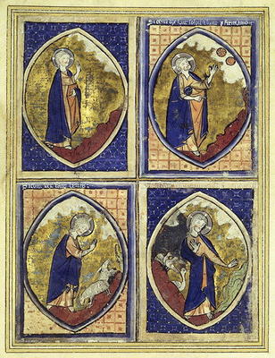 Creation of the firmament, creation of the sun and of the moon, creation of the animals, creation of from French School, (13th century)