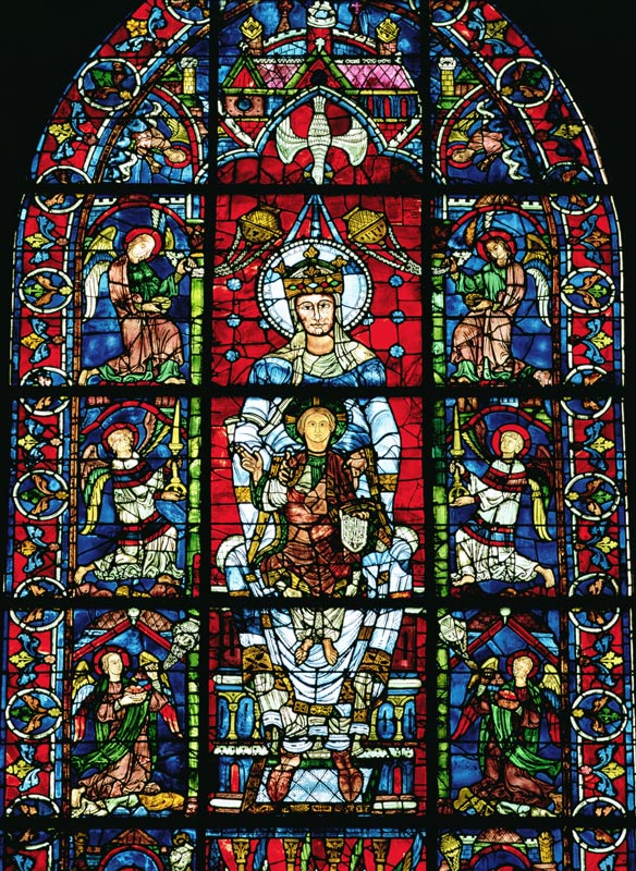 Window depicting Notre Dame de la Belle Verriere in the south choir (stained glass) (detail of 98069 from French School, (13th century)