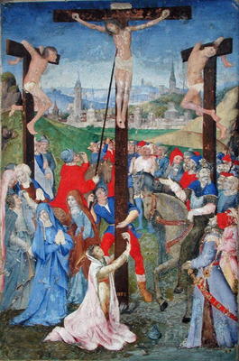 The Crucifixion, from a Missal (vellum) from French School, (15th century)
