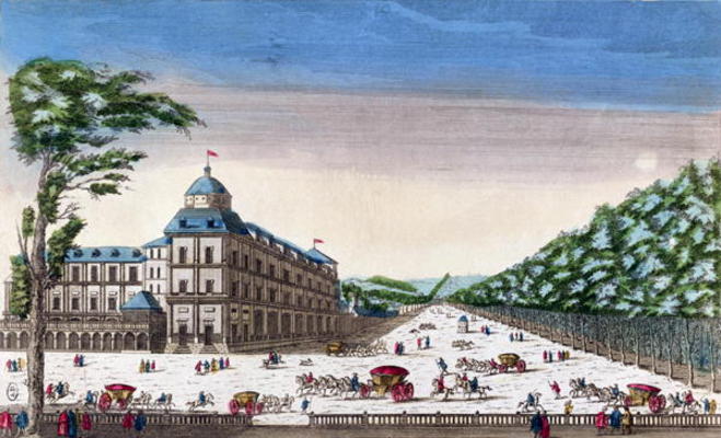 View of Schloss Esterhazy, Eisenstadt, Austria (coloured engraving) from French School, (18th century)