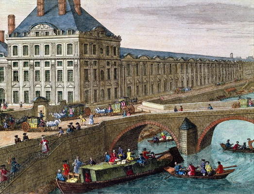 View of the River Seine at Port Royal (coloured engraving) (detail) from French School, (18th century)