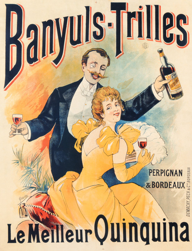 Poster advertising Banyuls-Trilles Quinquina from French School, (19th century)