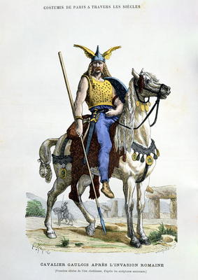 A Gaulish warrior after the invasion of Rome, illustration from 'Costumes de Paris a Travers les Sie from French School, (19th century)
