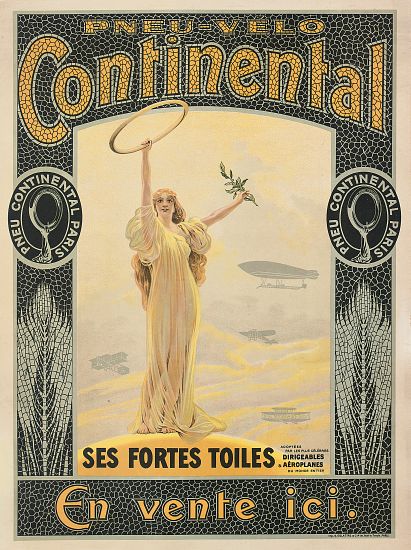 Advertising poster for Continental bicycle tyres from French School, (20th century)