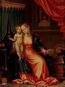 Madonna with child in a chamber sowed with flowers from Friedrich Brentel