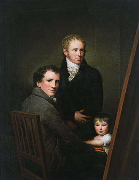 Self portrait with the Foster Daughter Lina Groger and the painter Heinrich Jakob Aldenrath from Friedrich Carl Groger