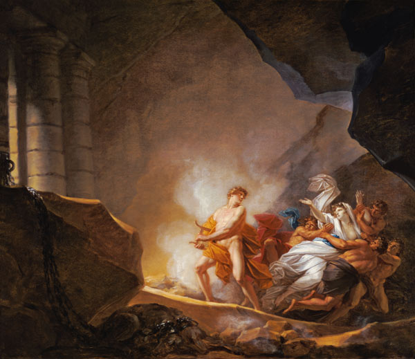 Orpheus guides Eurydike out of the underworld. from Friedrich Heinrich Füger