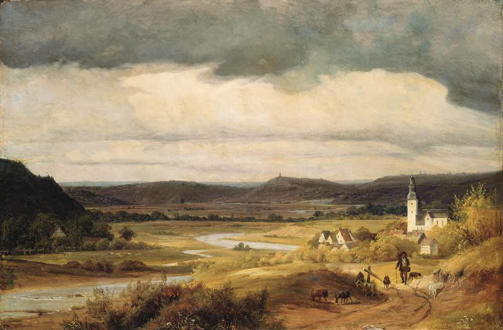 Deutsche Landschaft (Das Lennetal bei Hohensyburg mit der Kirche von Elsey) from Friedrich Heunert