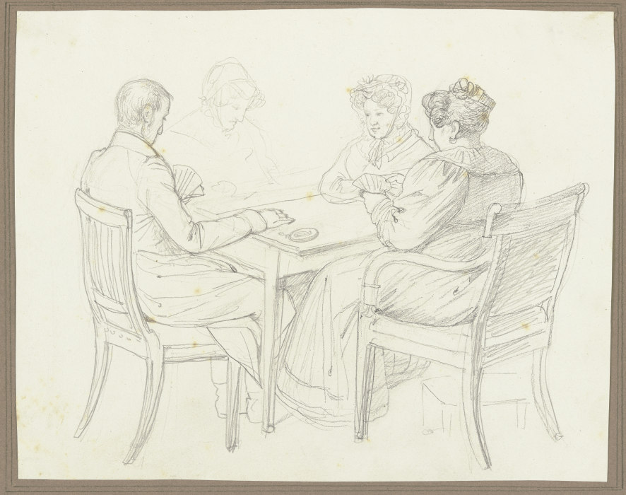Ein Herr und drei Damen beim Kartenspiel from Friedrich Moosbrugger