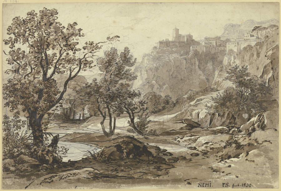 Ansicht von Nemi, im Vordergrund der Nemisee from Friedrich Salathé