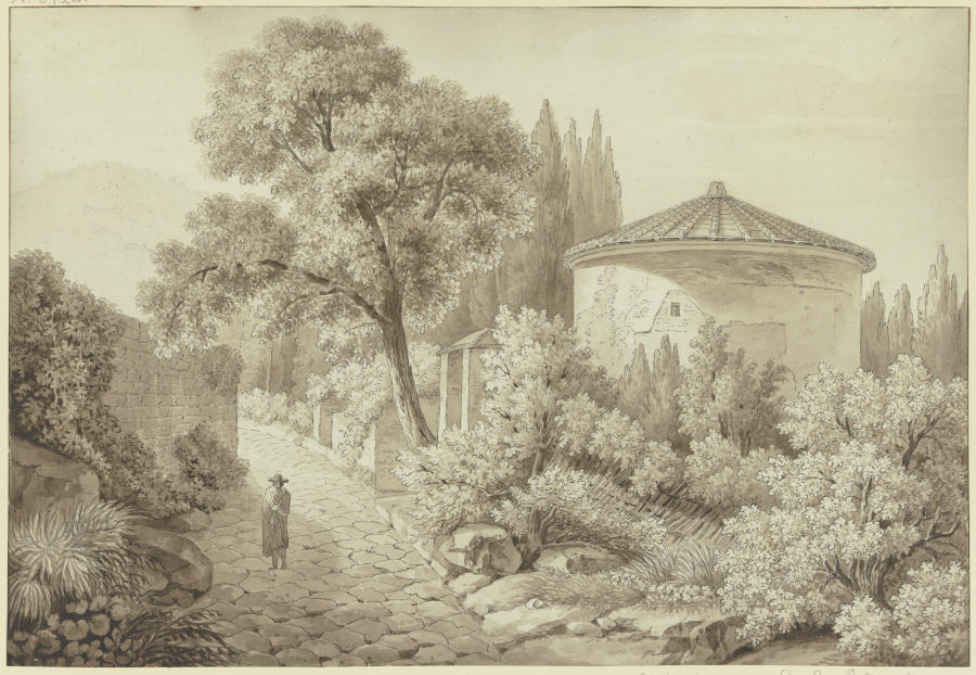 Antiker Tempel an der Via Appia bei Ariccia, rechts neben einer gepflasterten Straße steht ein Rundt from Friedrich Wilhelm Gmelin