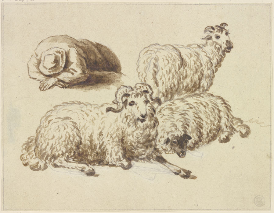 Drei Schafe und ein schlafender Hirte from Friedrich Wilhelm Hirt