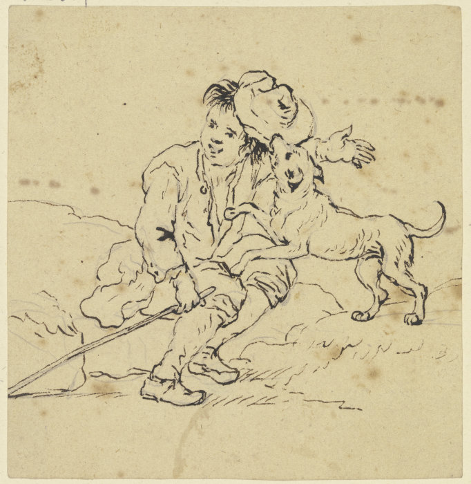 Sitzender Knabe mit einem Hund from Friedrich Wilhelm Hirt