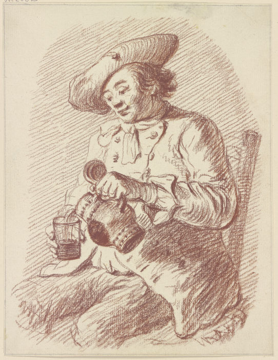 Sitzender Mann, aus einem Krug in ein Glas einschenkend from Friedrich Wilhelm Hirt