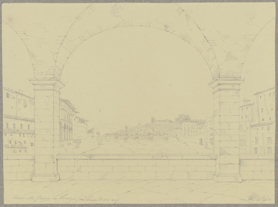 Der Ponte alle Grazie in Florenz, vom Ponto Vecchio aus gesehen from Friedrich Wilhelm Ludwig