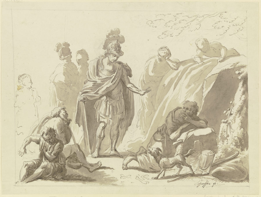 Alexander mit seinem Gefolge vor Diogenes from Friedrich Wilhelm Schäfer