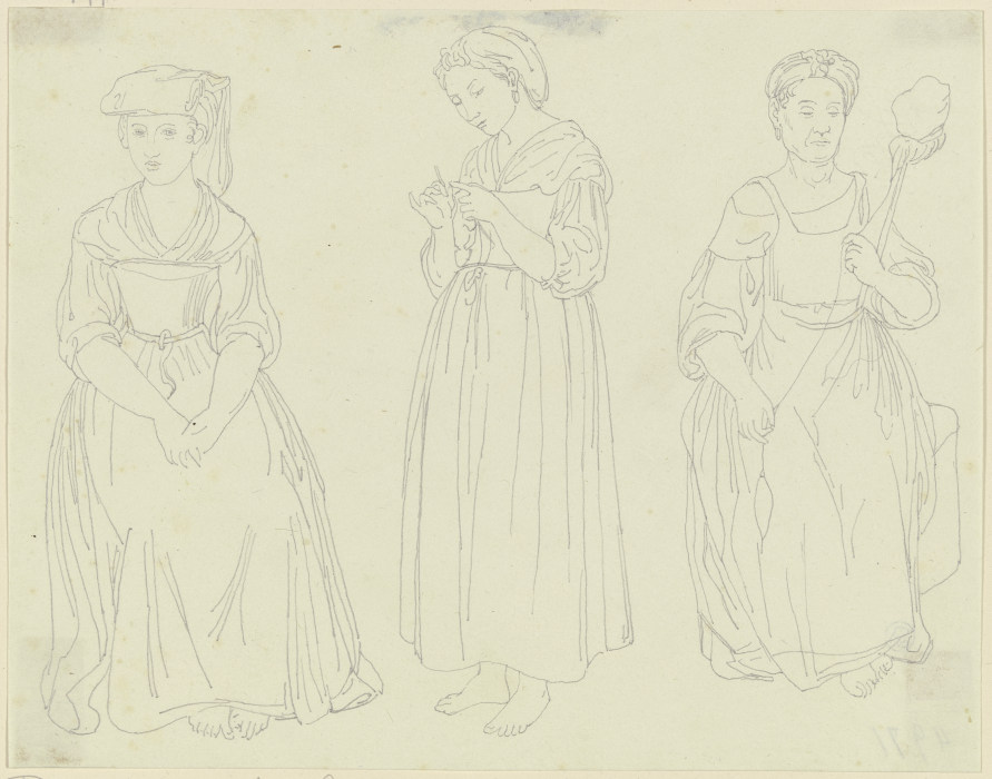 Figurenstudie von drei Frauen from Friedrich Maximilian Hessemer