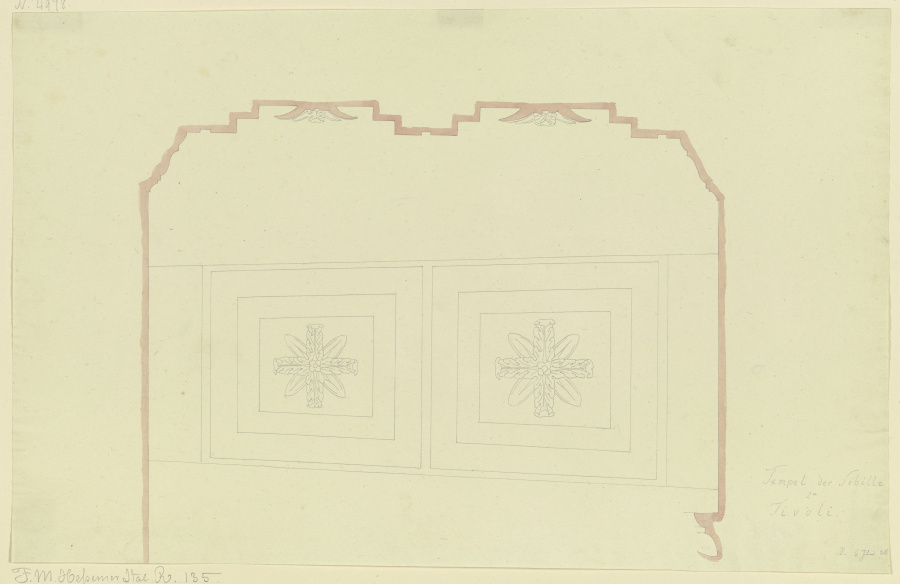 Profil und Aufsicht der Kassettendecke im Tempel der Sibylle in Tivoli from Friedrich Maximilian Hessemer