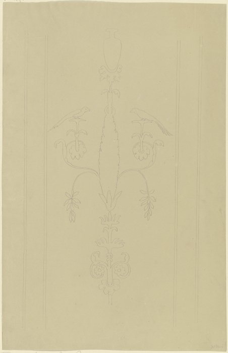 Wandfries mit einem von Pflanzengirlanden und figürlichem Schmuck umrahmten Kandelaber from Friedrich Maximilian Hessemer