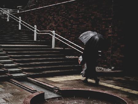 Lost in Hamamatsu - Stairs and umbrella