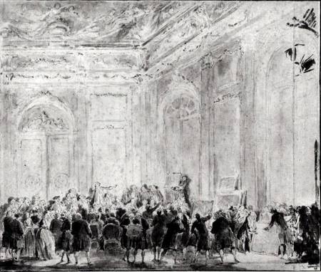 Scene with a Sale of Paintings from Gabriel de Saint-Aubin