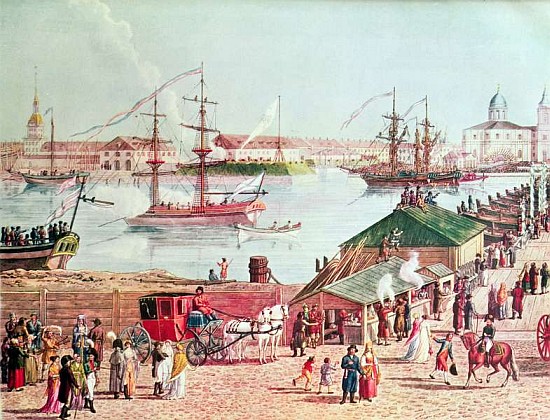View of the Isaac Bridge during celebrations of the centenary of Saint Petersburg from Gabriel Ludwig Lory