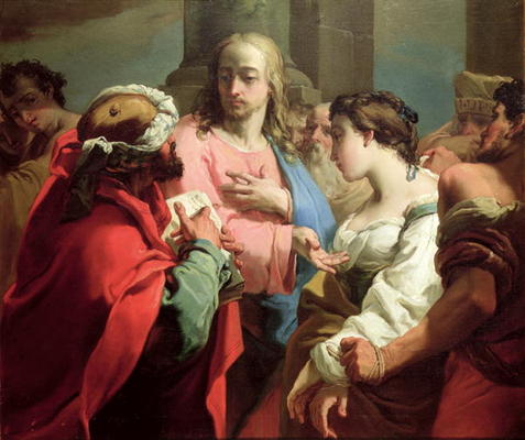 Christ and the Woman Taken in Adultery (oil on canvas) from Gaetano Gandolfi