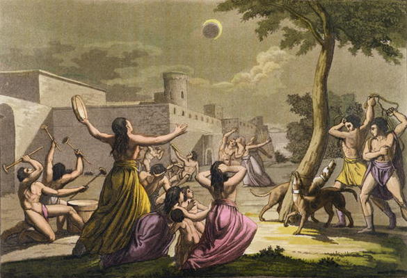 Terror of the Peruvians during an eclipse of the moon, from 'Le Costume Ancien et Moderne', Volume I from Gallo Gallina