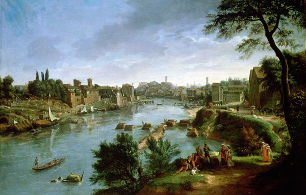 View of the River Tiber in Rome (pair of 68188) from Gaspar Adriaens van Wittel