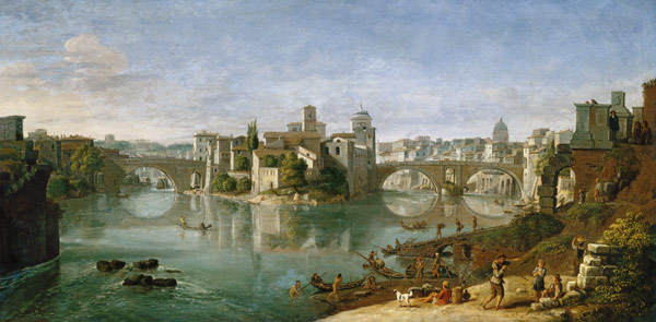 The Tiber Island in Rome from Gaspar Adriaens van Wittel